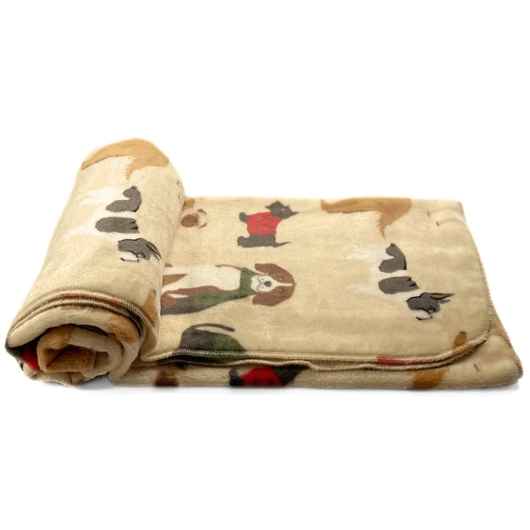 Kocyk minky dla psa - wzór pieski