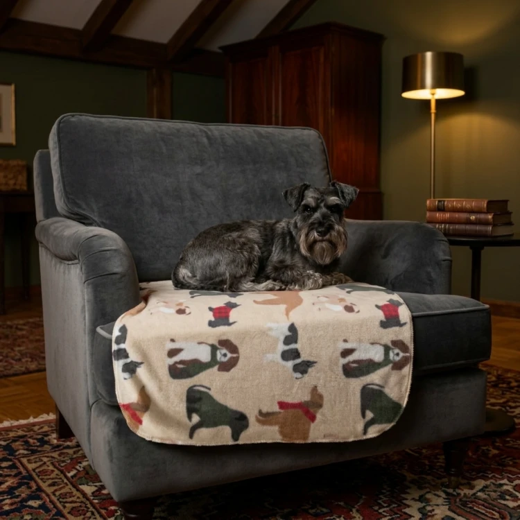 Kocyk minky dla psa - wzór pieski